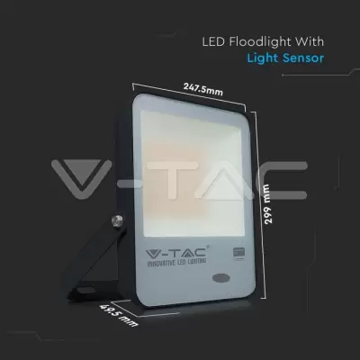 Proiector LED cu senzor de lumina 100W corp negru SMD Chip Samsung Alb cald
