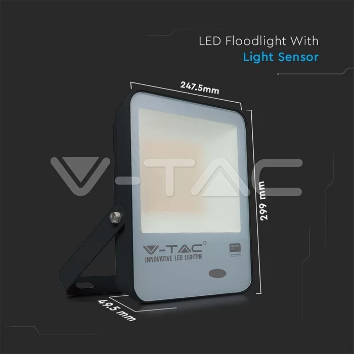 Proiector LED cu senzor de lumina 100W corp negru SMD Chip Samsung Alb natural