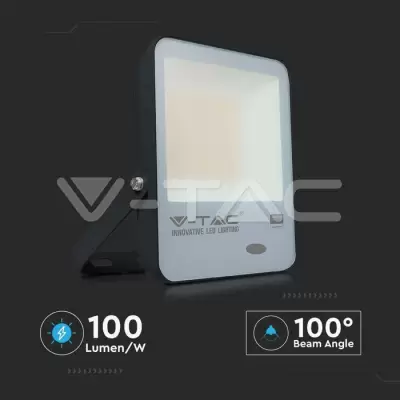 Proiector LED cu senzor de lumina 100W corp negru SMD Chip Samsung Alb cald