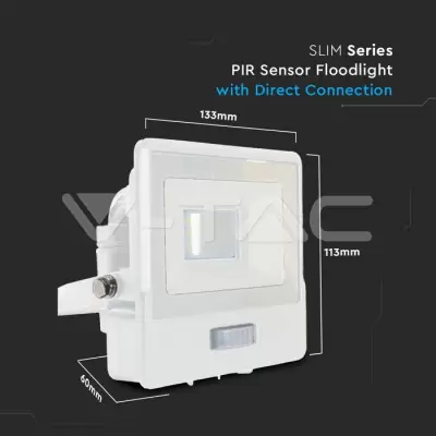 Proiector LED senzor PIR 10W corp alb Chip Samsung conectare etansa Alb natural