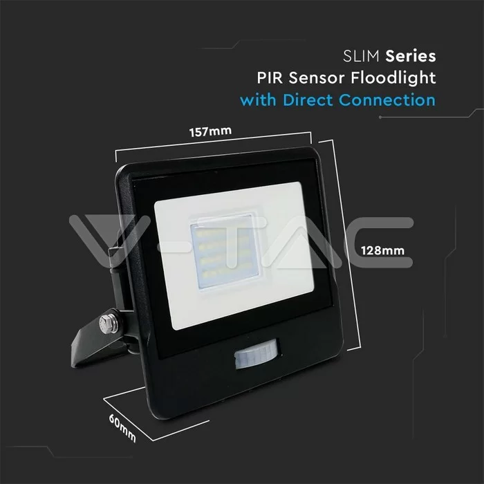 Proiector LED senzor PIR 20W corp negru Chip Samsung conectare etansa Alb natural