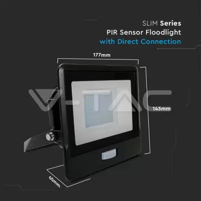 Proiector LED senzor PIR 30W corp negru alb Chip Samsung conectare etansa Alb cald