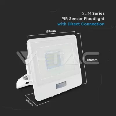 Proiector LED senzor PIR 20W corp alb Chip Samsung conectare etansa Alb rece