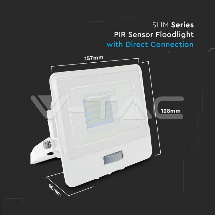 Proiector LED senzor PIR 20W corp alb Chip Samsung conectare etansa Alb natural