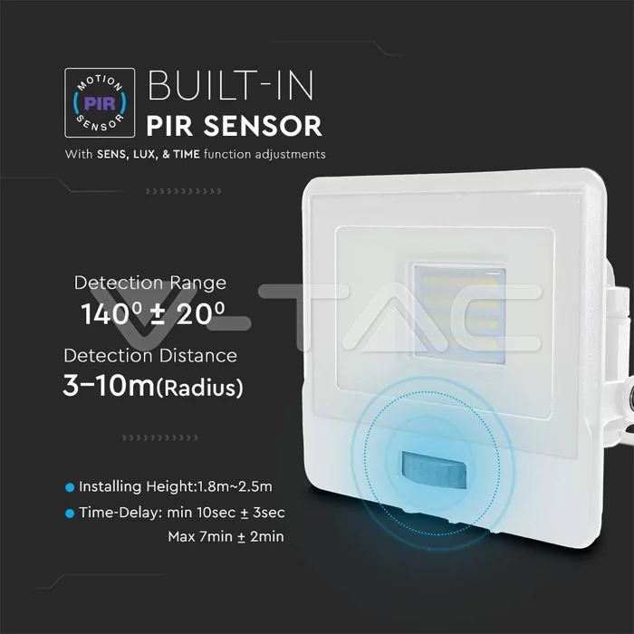 Proiector LED senzor PIR 20W corp alb Chip Samsung conectare etansa Alb natural