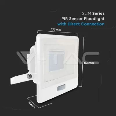 Proiector LED senzor PIR 30W corp alb Chip Samsung conectare etansa Alb rece