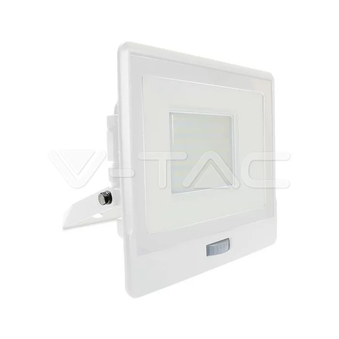 Proiector LED senzor PIR 50W corp alb Chip Samsung conectare etansa Alb cald