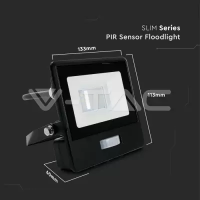 Proiector LED cu senzor PIR 10W corp negru SMD Chip Samsung Alb rece