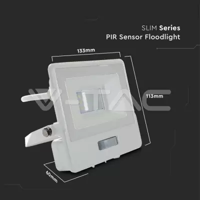 Proiector LED cu senzor PIR 10W corp alb SMD Chip Samsung Alb rece