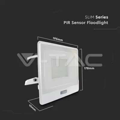 Proiector LED cu senzor PIR 50W corp alb SMD Chip Samsung Alb cald 