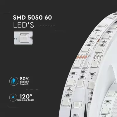 Banda LED SMD 5050 60 LED/metru 24V Alb rece permeabil IP20