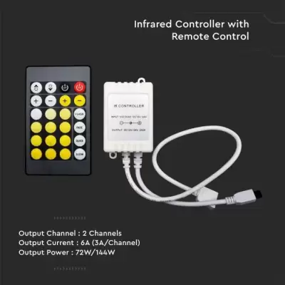 Controller Infrarosu pentru banda LED 3in1CCT cu Telecomanda 24 Taste