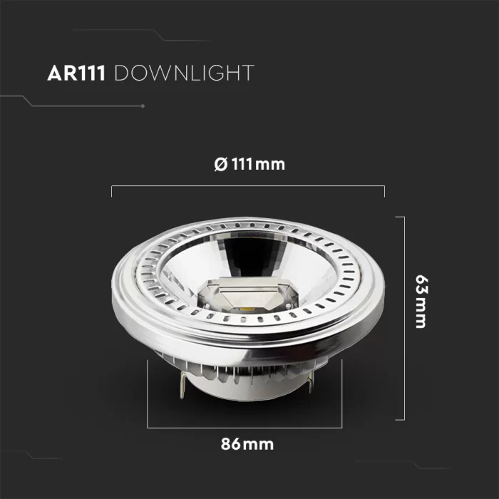 Bec spot LED AR111 13.5W 12V unghi disp. 40° Alb rece