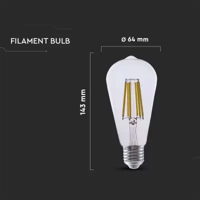 Bec LED filament 4W E27 ST64 210lm/w alb natural