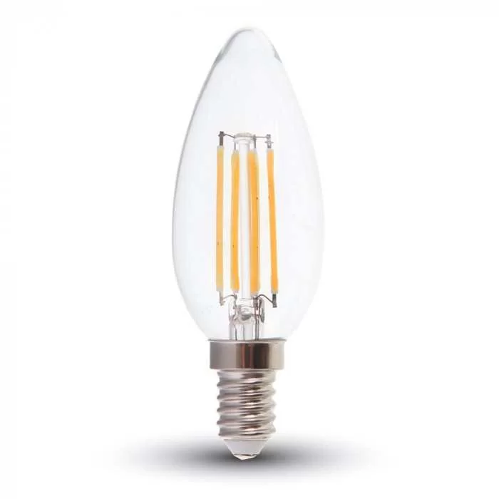 Bec LED filament 4W E14 tip lumanare Alb cald dimabil