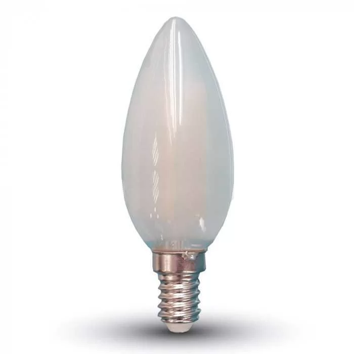Bec LED filament 4W E14 tip lumanare mat Alb cald