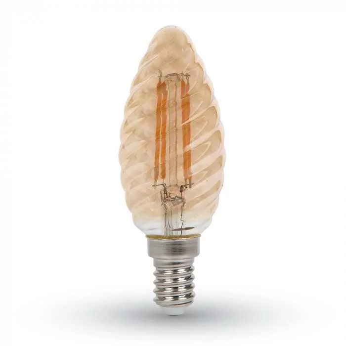 Bec LED filament 4W E14 tip lumanare twist Amber Alb cald
