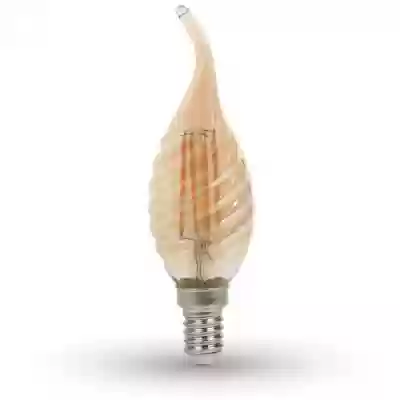 Bec LED filament 4W E14 tip lumanare flacara twist Amber Alb cald