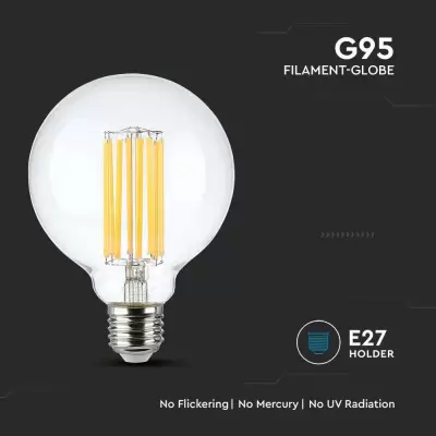 Bec LED filament 6W E27 G95 transparent 2700K