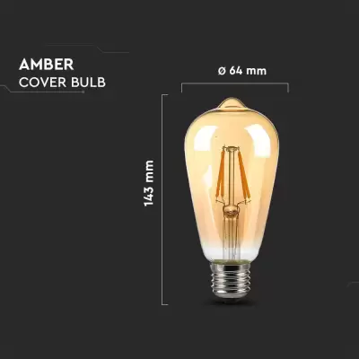Bec LED filament 4W E27 Amber ST64 Alb cald 2200K