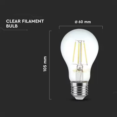 Bec LED filament 6W E27 A60 Alb natural