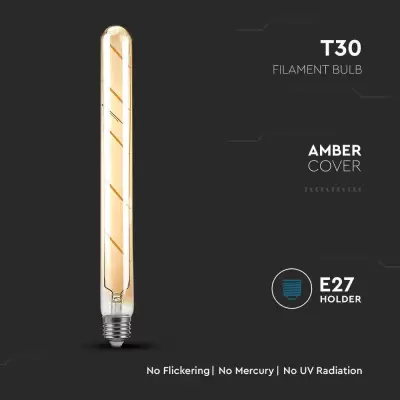 Bec LED filament 5W E27 T30 Amber Alb cald