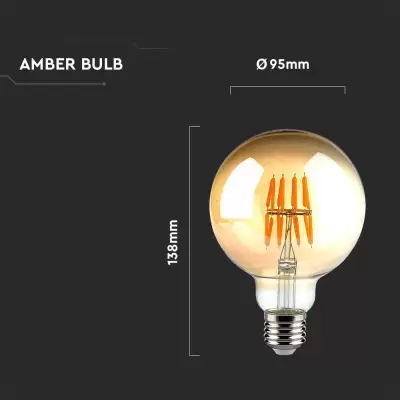 Bec LED filament 8W E27 G95 Amber 2200K