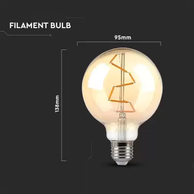 Bec LED filament 4W E27 G95 Amber 2200K