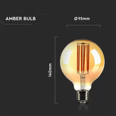 Bec LED filament 7W E27 G95 Amber 2200K