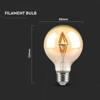 Bec LED filament 4W E27 G80 Amber 2200K