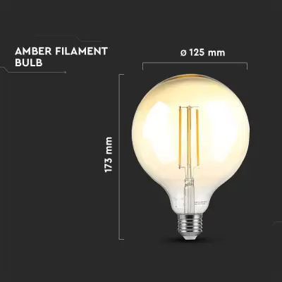 Bec LED filament 8W E27 G125 Amber 2200K dimabil