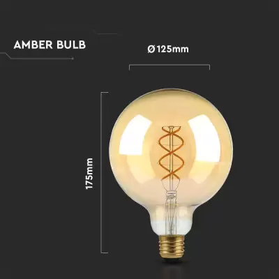 Bec LED filament curb 4.8W E27 G125 Amber 1800K