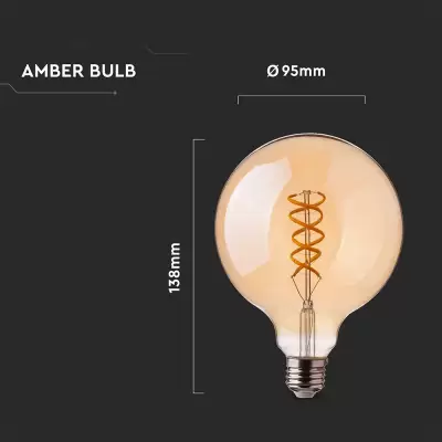Bec LED filament curb 4.8W E27 G95 Amber 1800K