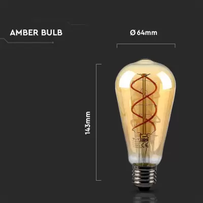 Bec LED filament 4.8W E27 ST64 Amber 1800K