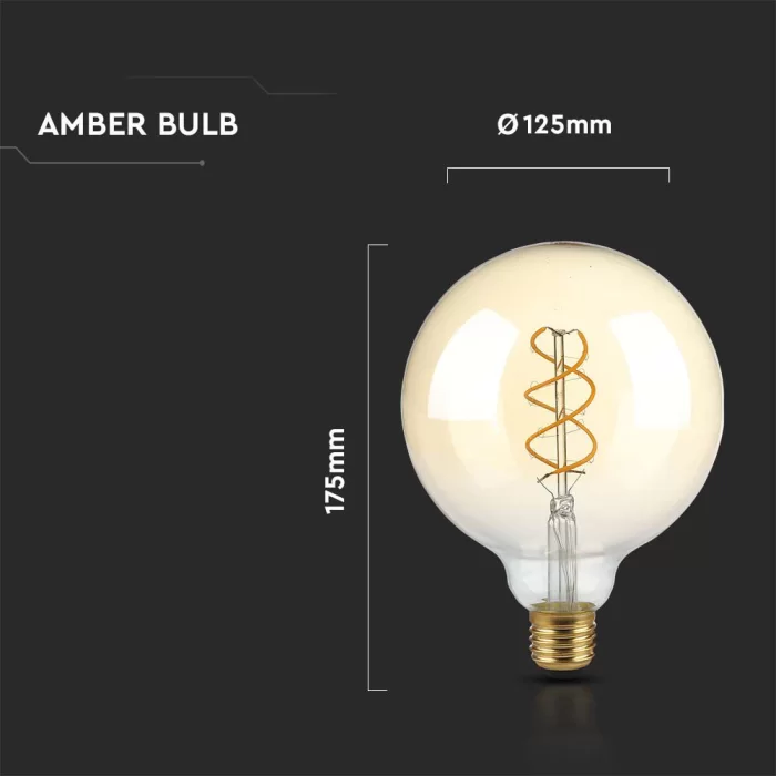 Bec LED filament 4.8W E27 G125 Amber 1800K