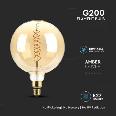 Bec LED filament 8W E27 G200 dimabil 1800K