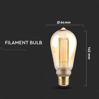 Bec LED art filament 4W E27 ST64 Amber 2200K
