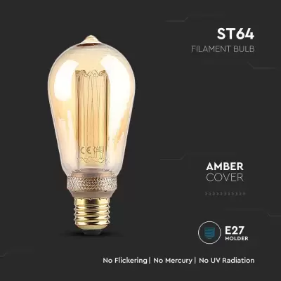 Bec LED art filament 4W E27 ST64 Amber 2200K