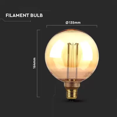 Bec LED filament ART 4W E27 G125 Amber 1800K
