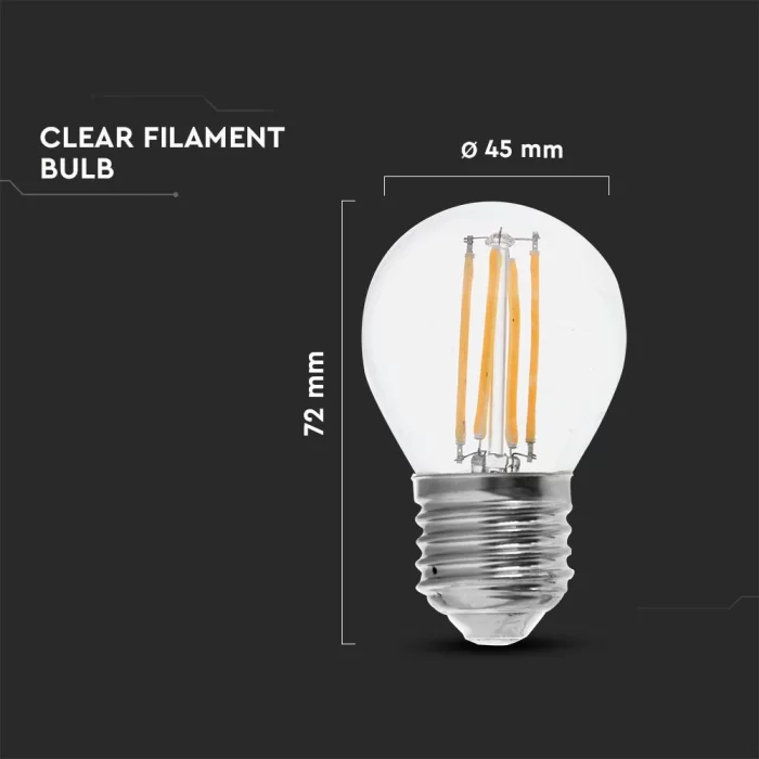 Bec LED filament 6W E27 G45 transparent Alb natural 130 lm/W