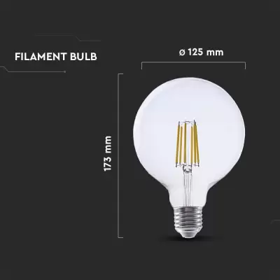 Bec LED filament 4W E27 G125 210lm/w alb natural