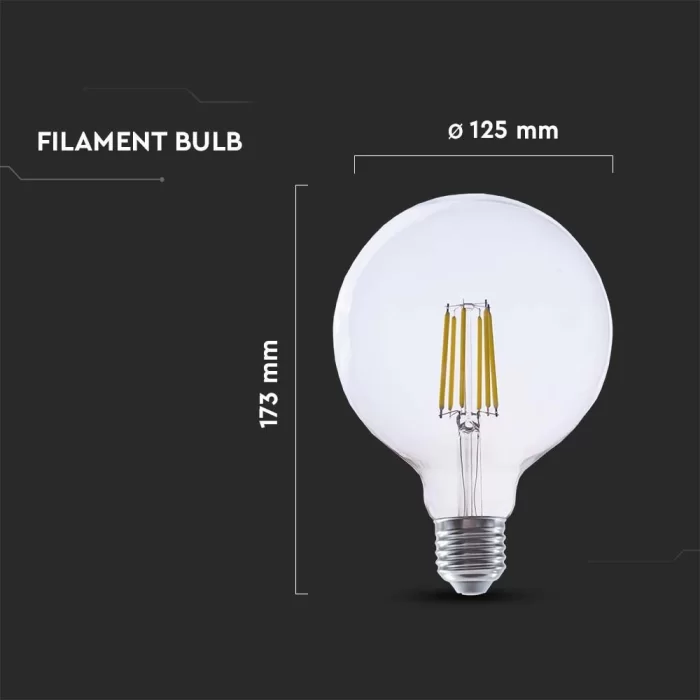 Bec LED filament 4W E27 G125 210lm/w alb cald