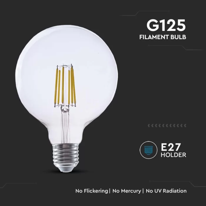 Bec LED filament 4W E27 G125 210lm/w alb cald