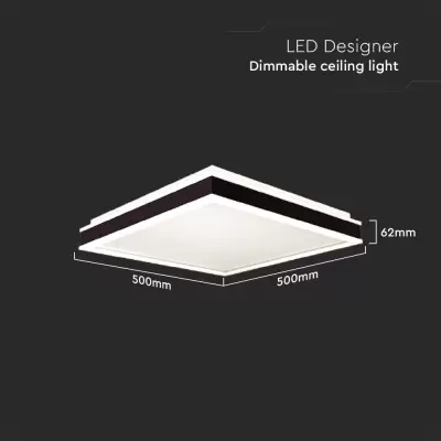 Plafoniera LED designer 48W patrata neagra 4000K dimabila