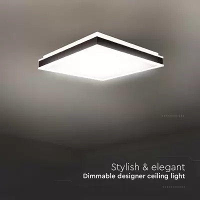 Plafoniera LED designer 48W patrata neagra 4000K dimabila