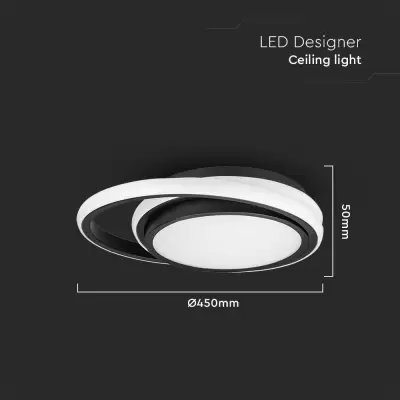 Plafoniera LED designer 38W rotunda dubla neagra 4000K