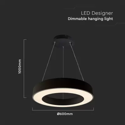 Lampa suspendata LED Designer 50W dimabila neagra 3000K
