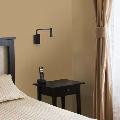 Veioza LED 3W aplicata pentru hotel neagra cu intrerupator si port USB, Alb cald 
