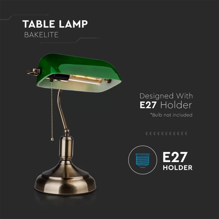 Lampa de masa Banker E27 bec inclus cu comutator pe fir verde