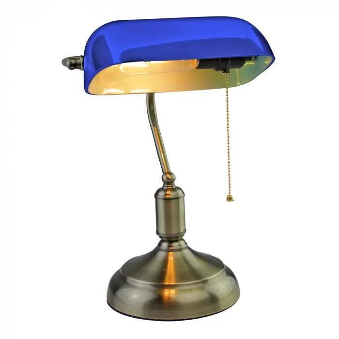 Lampa de masa E27 cu comutator albastra